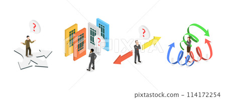 3D Isometric Flat  Conceptual Illustration of Choosing From Multiple Directions, Different Options or Opportunities 114172254
