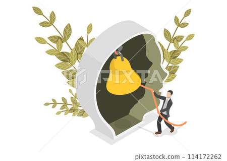 3D Isometric Flat  Conceptual Illustration of Awake Inner Mind, Self Conscious 114172262