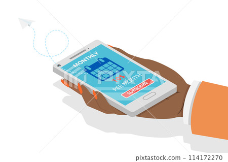 3D Isometric Flat  Conceptual Illustration of User Tariff Plan, Online Subscription 114172270