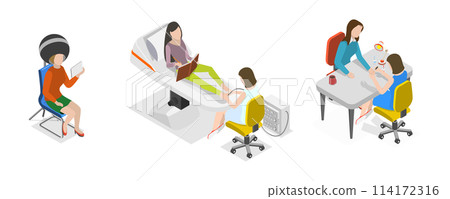 3D Isometric Flat  Conceptual Illustration of Manicure And Pedicure, Fashion Club for Spa and Body Care 114172316