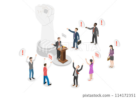 3D Isometric Flat Conceptual Illustration of Populism, Dishonest Politician 3D Isometric Flat Conceptual Illustration of Populism, Dishonest Politician 114172351