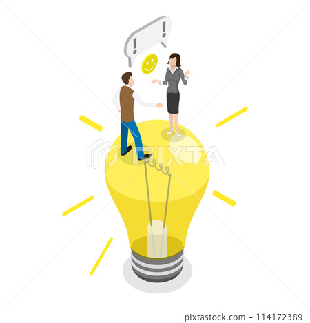 3D Isometric Flat  Conceptual Illustration of Effective Communication, Teamwork and Collaboration 114172389