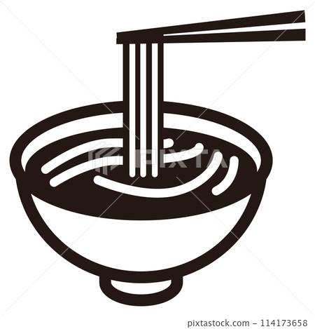 Noodle dish monochrome icon illustration during meal 114173658