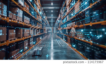 A warehouse with a lot of boxes A warehouse with a lot of boxes 114173967