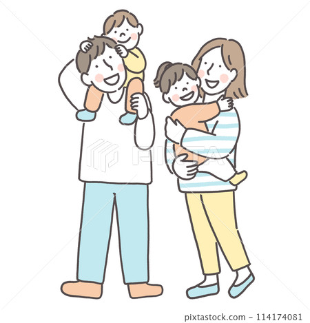 A happy family of four 114174081