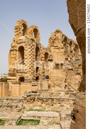 Amphitheater of El Jem in Djem, Tunisia 114174603