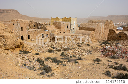 View of rural building Ghomrassen, Berber architecture located in Tataouine region of Tunisia 114174650