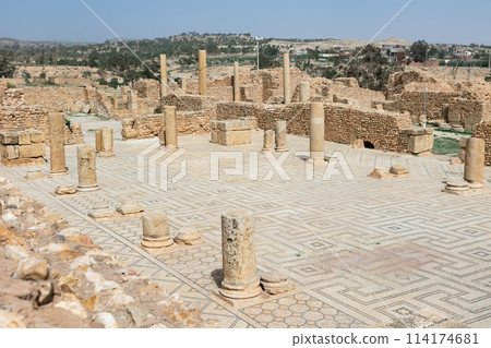 Ruins of ancient Roman bathing-place thermes on territory of antic city of Sufetula in Tunisia Ruins of ancient Roman bathing-place thermes on territory of antic city of Sufetula in Tunisia 114174681