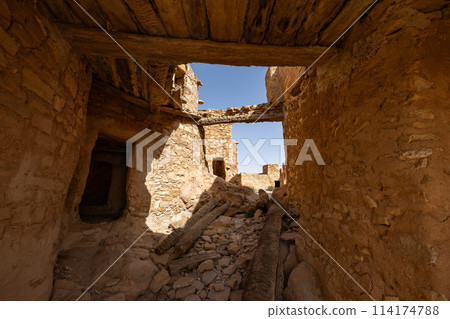 Ruins of ancient fortified Ksar Beni Barka in Tataouine, Tunisia 114174788