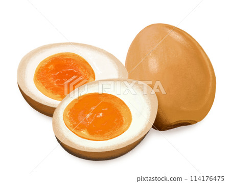 Boiled egg (1 egg and cut side) 114176475