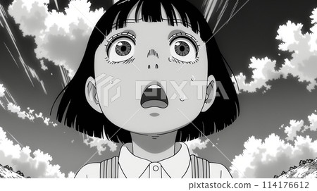 一個女孩驚訝地張大了嘴 一個女孩驚訝地張大了嘴 114176612