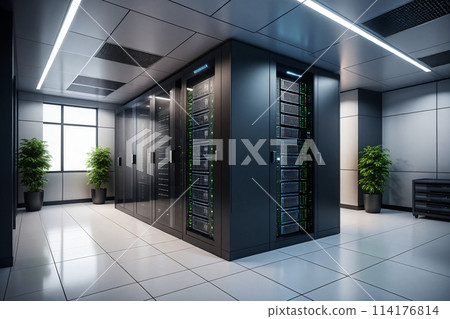 Server room or computer server 3D rendering Server room or computer server 3D rendering 114176814