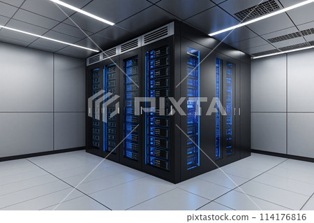 Server room or computer server 3D rendering Server room or computer server 3D rendering 114176816