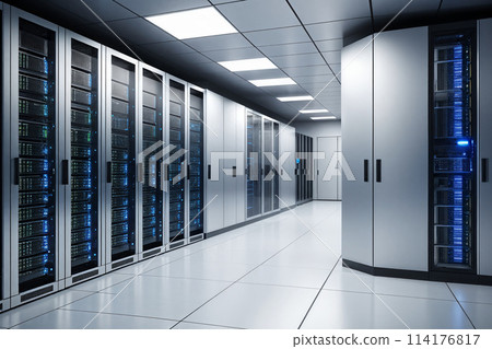 Server room or computer server 3D rendering Server room or computer server 3D rendering 114176817
