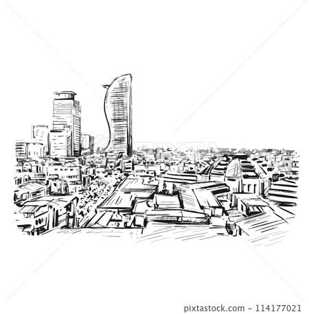 Drawing of Phnom Penh cityscape Cambodia Drawing of Phnom Penh cityscape Cambodia 114177021