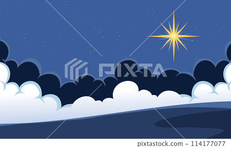 Starry Night Sky with Bright Star 114177077