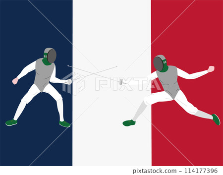 Fencing illustration material. Fencing illustration material. 114177396