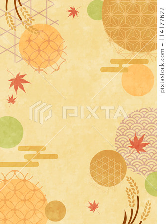 Vector illustration background of autumn image with Japanese pattern 114177622