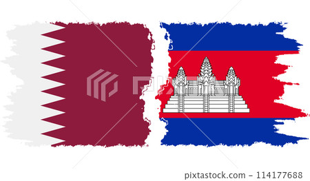Cambodia and Qatar grunge flags connection vector Cambodia and Qatar grunge flags connection vector 114177688