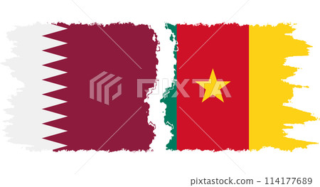 Cameroon and Qatar grunge flags connection vector 114177689