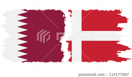 Denmark and Qatar grunge flags connection vector 114177697