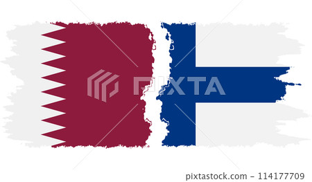 Finland and Qatar grunge flags connection vector 114177709