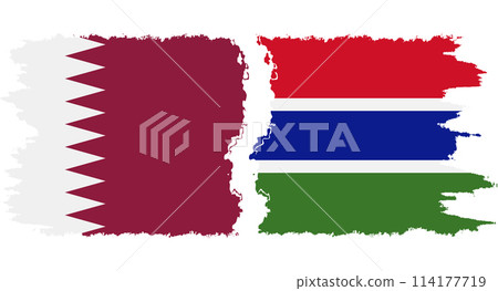 Gambia and Qatar grunge flags connection vector 114177719