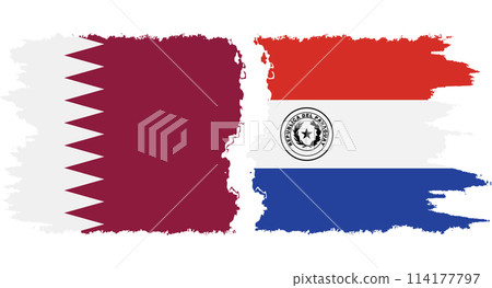 Paraguay and Qatar grunge flags connection vector 114177797