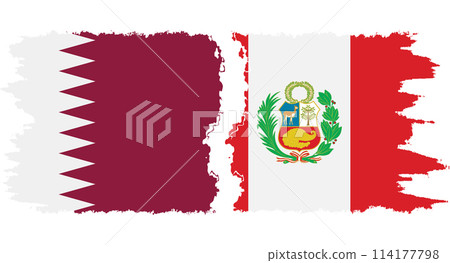 Peru and Qatar grunge flags connection vector 114177798