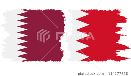 Bahrain and Qatar grunge flags connection vector 114177858