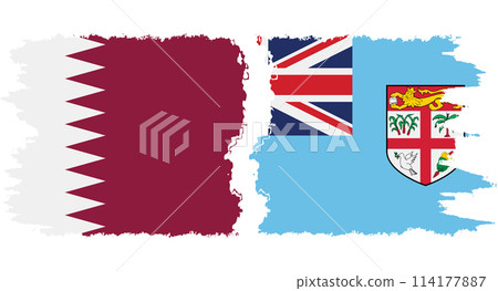 Fiji and Qatar grunge flags connection vector Fiji and Qatar grunge flags connection vector 114177887