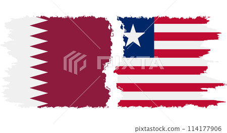 Liberia and Qatar grunge flags connection vector 114177906