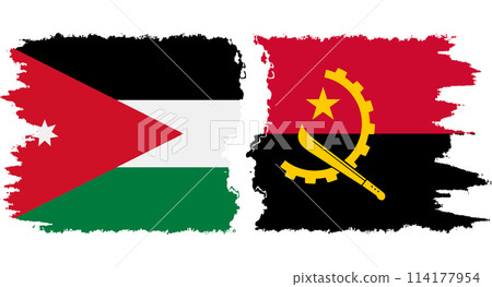 Angola and Jordan grunge flags connection vector Angola and Jordan grunge flags connection vector 114177954