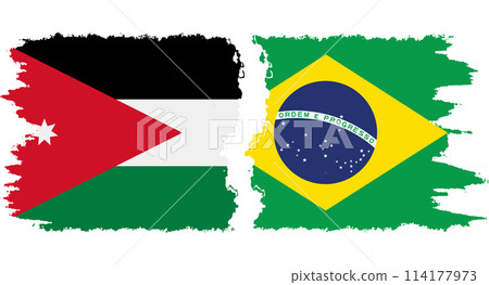 Brazil and Jordan grunge flags connection vector 114177973