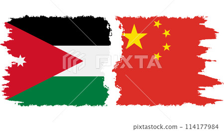 China and Jordan grunge flags connection vector 114177984