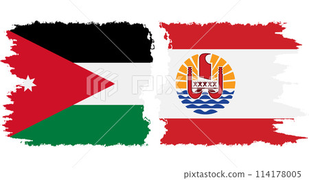 French Polynesia and Jordan grunge flags connection vector 114178005