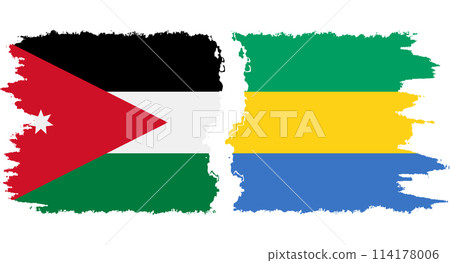 Gabon and Jordan grunge flags connection vector 114178006