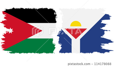 Saint Martin and Jordan grunge flags connection vector 114178088
