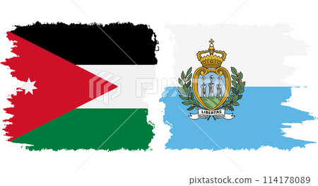 San Marino and Jordan grunge flags connection vector 114178089