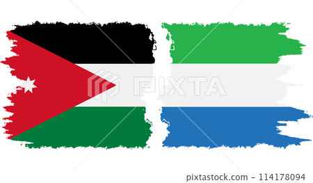 Sierra Leone and Jordan grunge flags connection vector 114178094