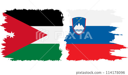 Slovenia and Jordan grunge flags connection vector 114178096