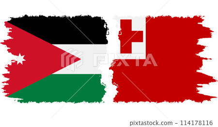 Tonga and Jordan grunge flags connection vector Tonga and Jordan grunge flags connection vector 114178116
