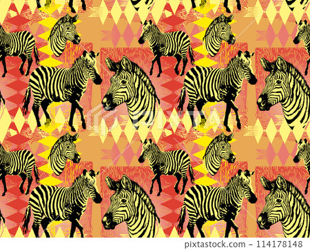 Seamless pattern of zebra. Suitable for fabric, mural, wrapping paper and the like. Seamless pattern of zebra. Suitable for fabric, mural, wrapping paper and the like. 114178148