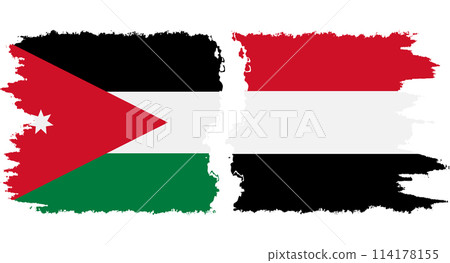 Yemen and Jordan grunge flags connection vector 114178155