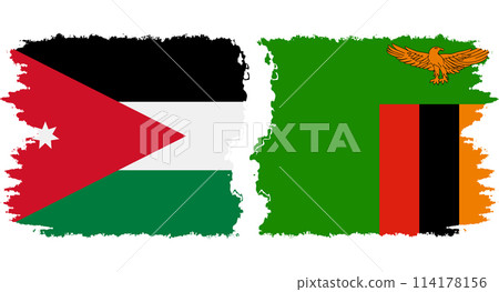 Zambia and Jordan grunge flags connection vector 114178156