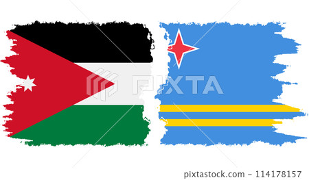 Aruba and Jordan grunge flags connection vector 114178157
