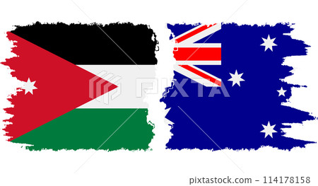 Australia and Jordan grunge flags connection vector 114178158