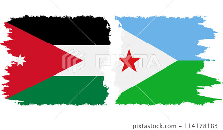 Djibouti and Jordan grunge flags connection vector 114178183