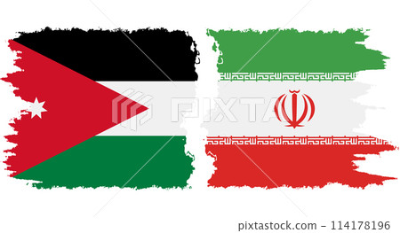 Iran and Jordan grunge flags connection vector Iran and Jordan grunge flags connection vector 114178196