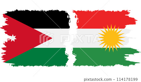 Kurdistan and Jordan grunge flags connection vector 114178199